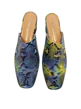 Stylish Multi-Color Snake Print Women’s Block Heel Mule